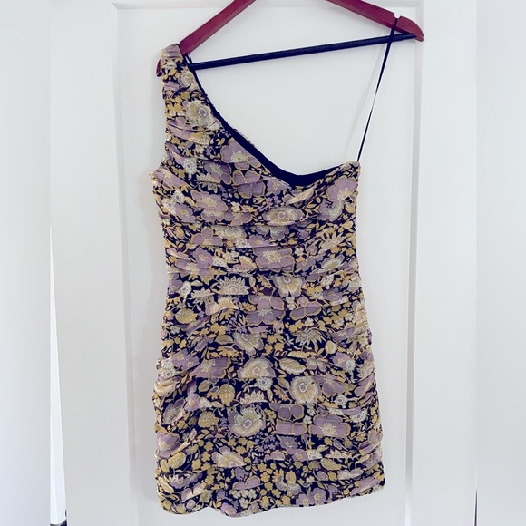 Zara Floral One Shoulder Dress Size S - Picture 5 of 15
